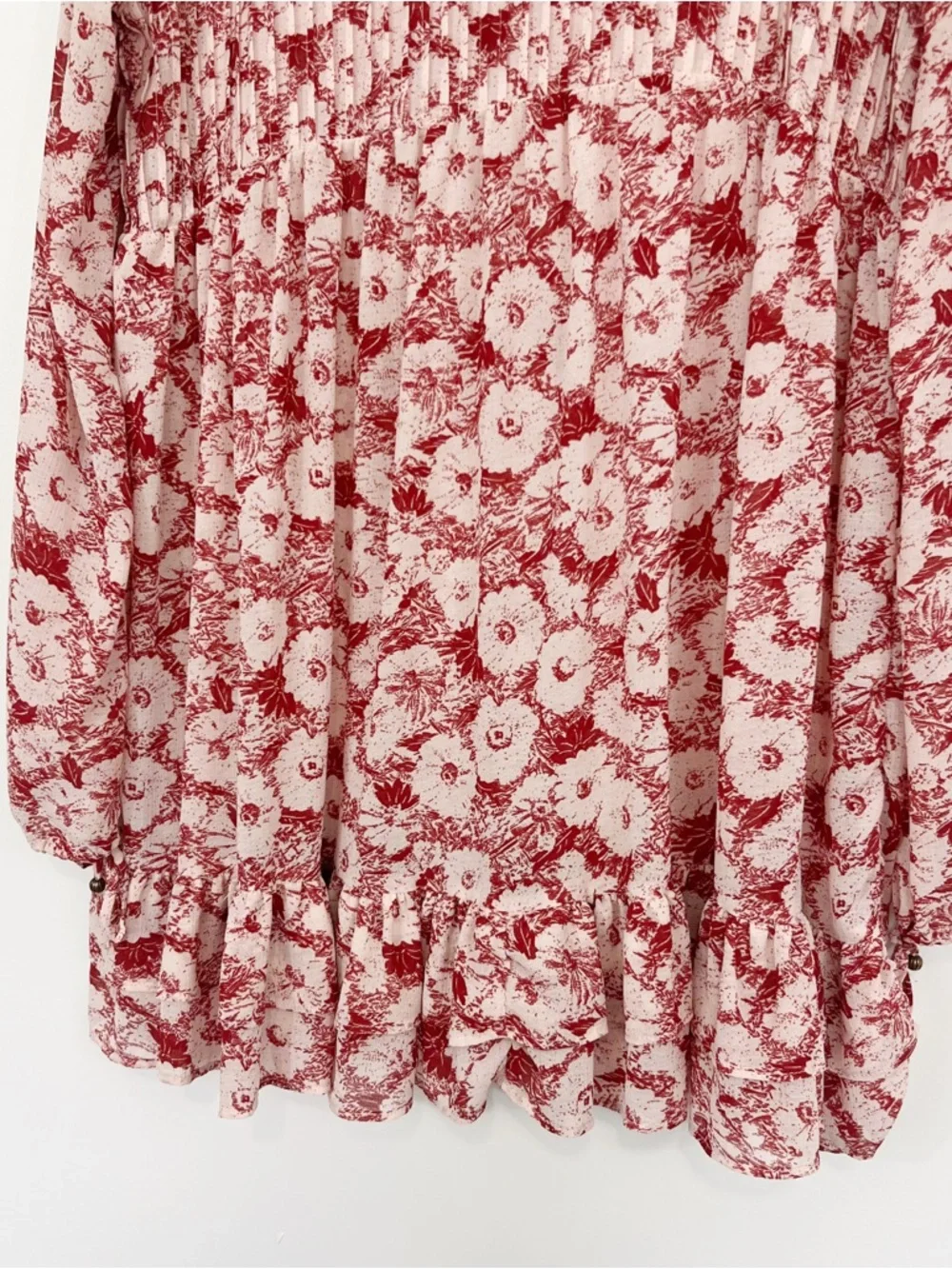 Free People These Dreams Floral Mini Dress in Tea Combo Size Medium